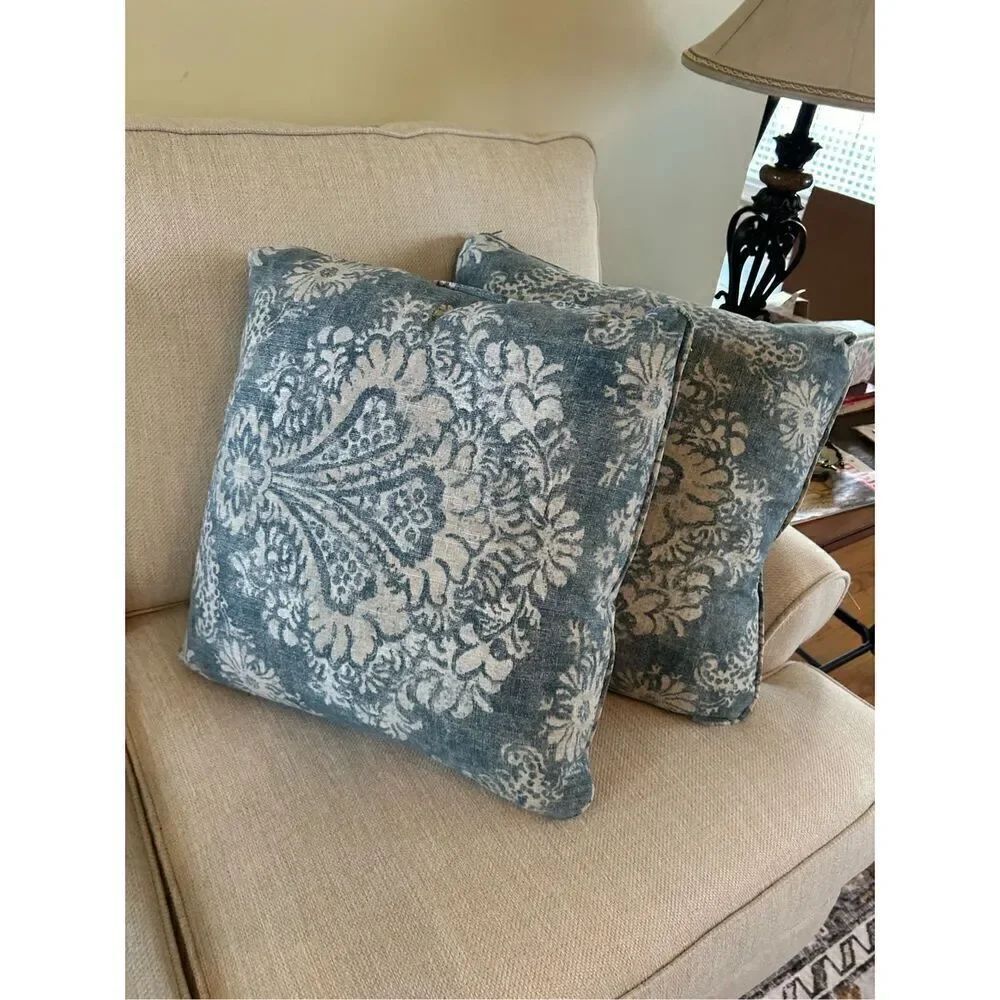 Alexandra Denim Square Pillows - Picture 2 of 8